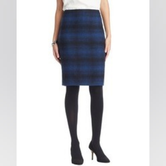 Loft Wool Plaid Pencil Skirt - Picture 1 of 4